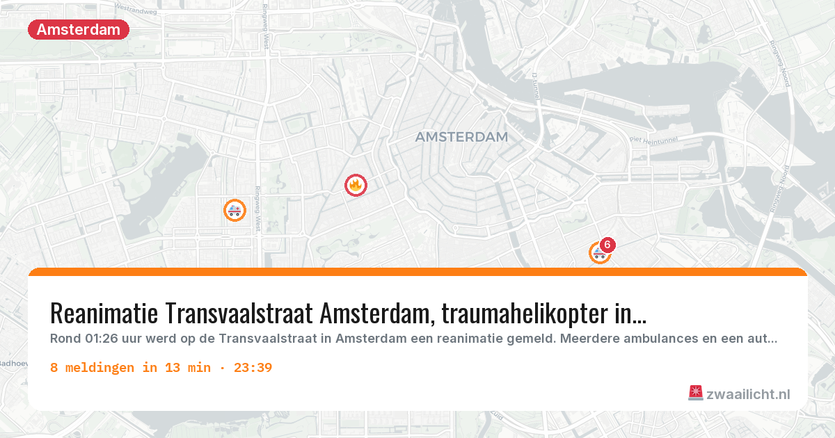 Kaart van de activiteitspiek bij Amsterdam