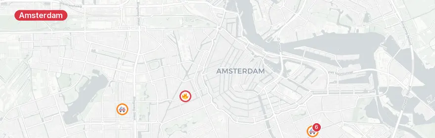 Kaart van Reanimatie Transvaalstraat Amsterdam, traumahelikopter in...