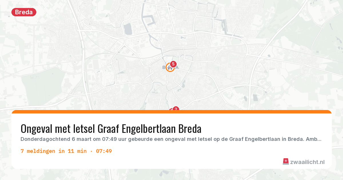 Kaart van de activiteitspiek bij Breda