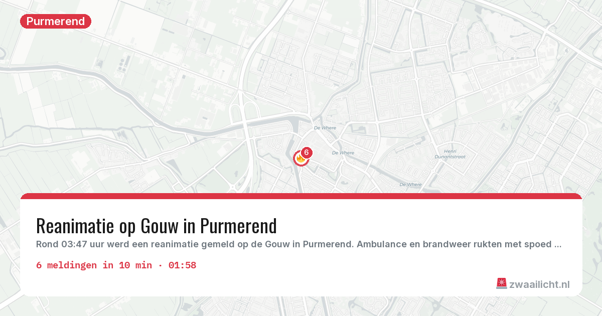 Kaart van de activiteitspiek bij Purmerend