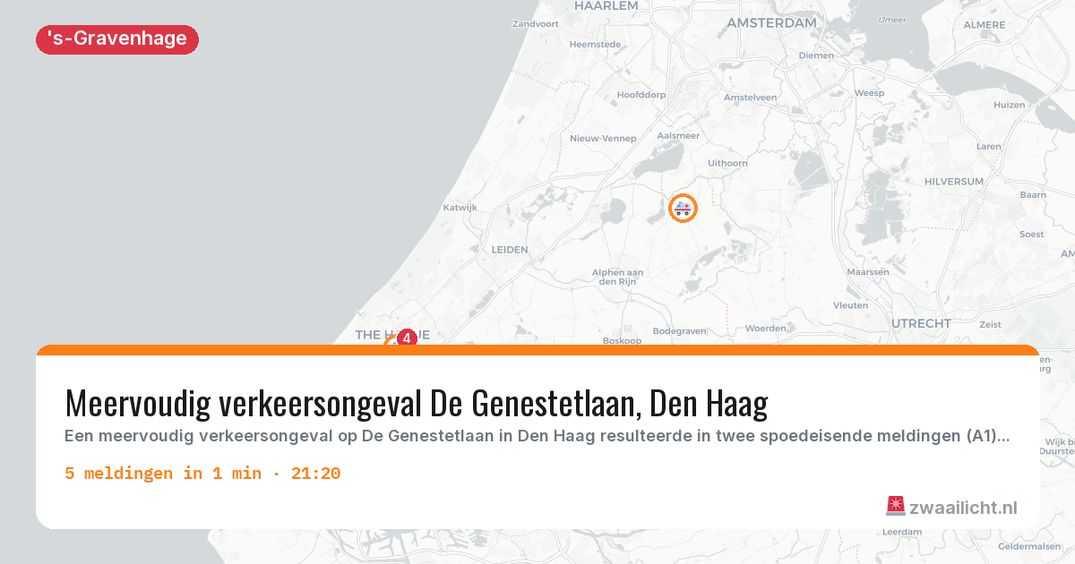 Kaart van de activiteitspiek bij 's-Gravenhage