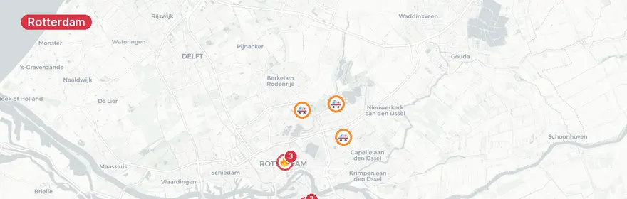 Kaart van Woningbrand Strevelsweg Rotterdam