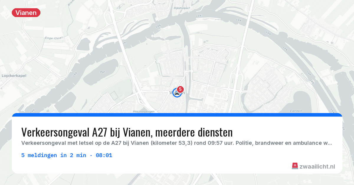 Kaart van de activiteitspiek bij Vianen