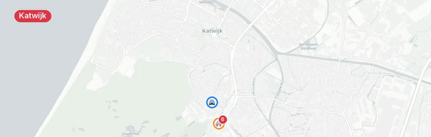 Kaart van Auto te water Westerbaan Katwijk, bestuurder gered