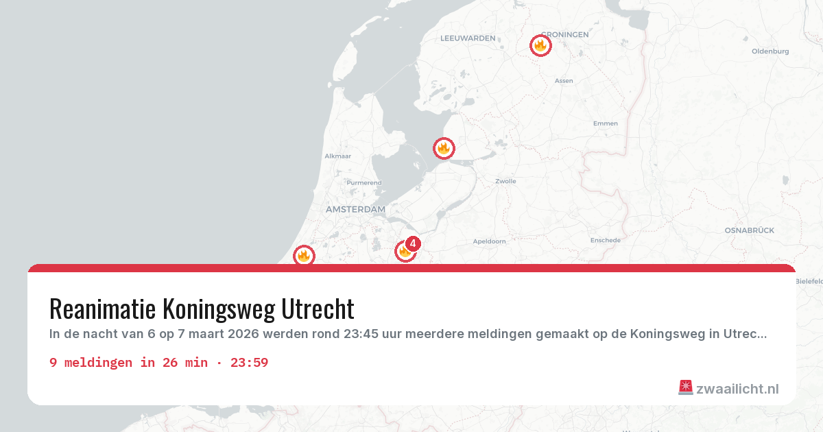 Kaart van de activiteitspiek bij Brandweer