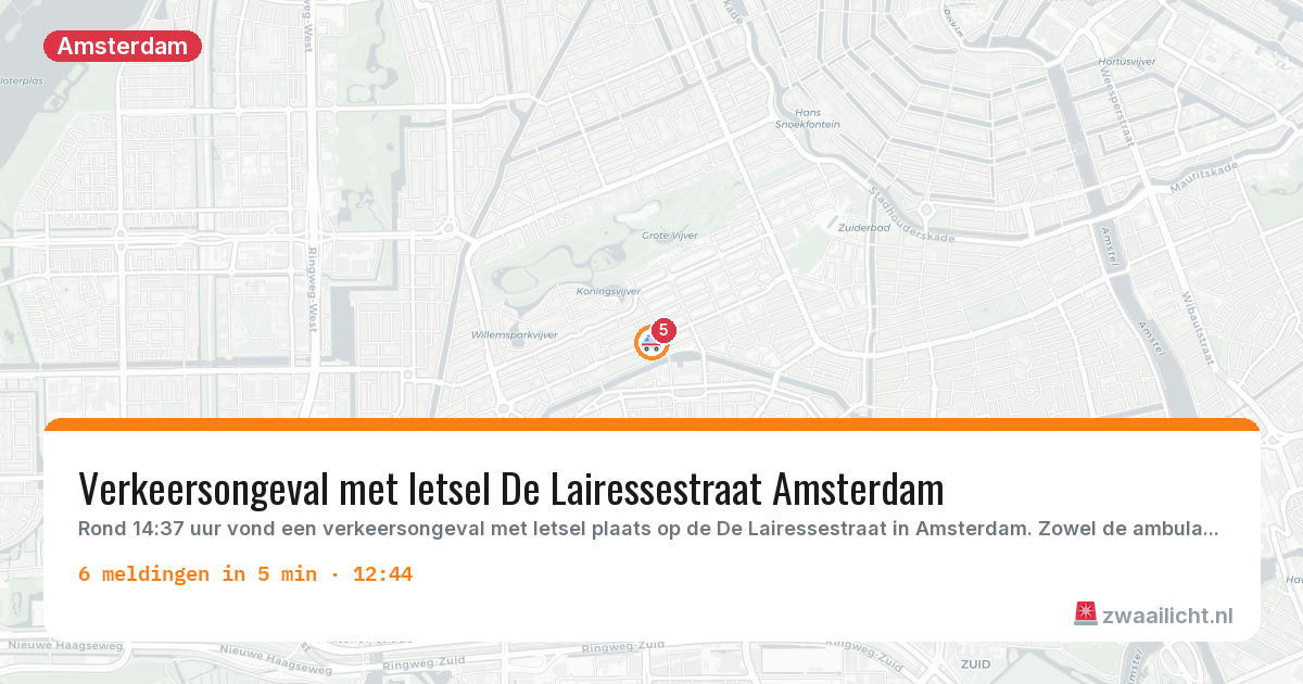 Kaart van de activiteitspiek bij Amsterdam