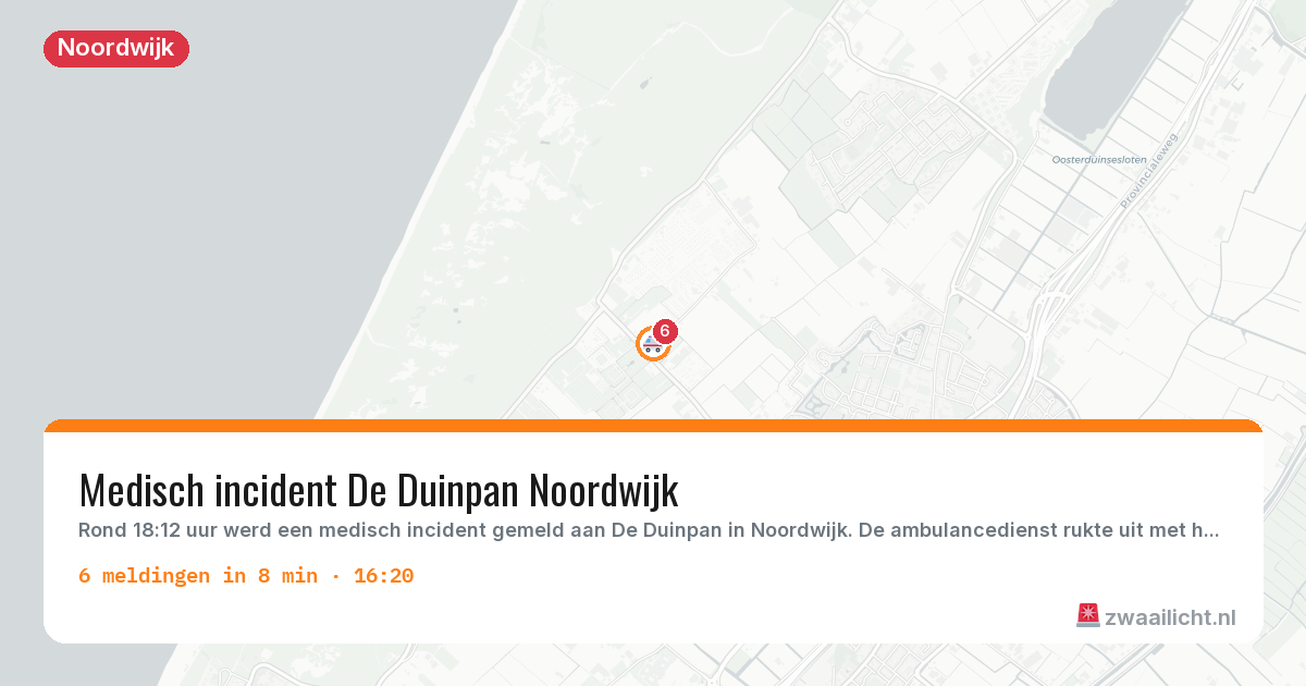 Kaart van de activiteitspiek bij Noordwijk