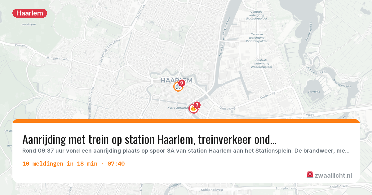 Kaart van de activiteitspiek bij Haarlem