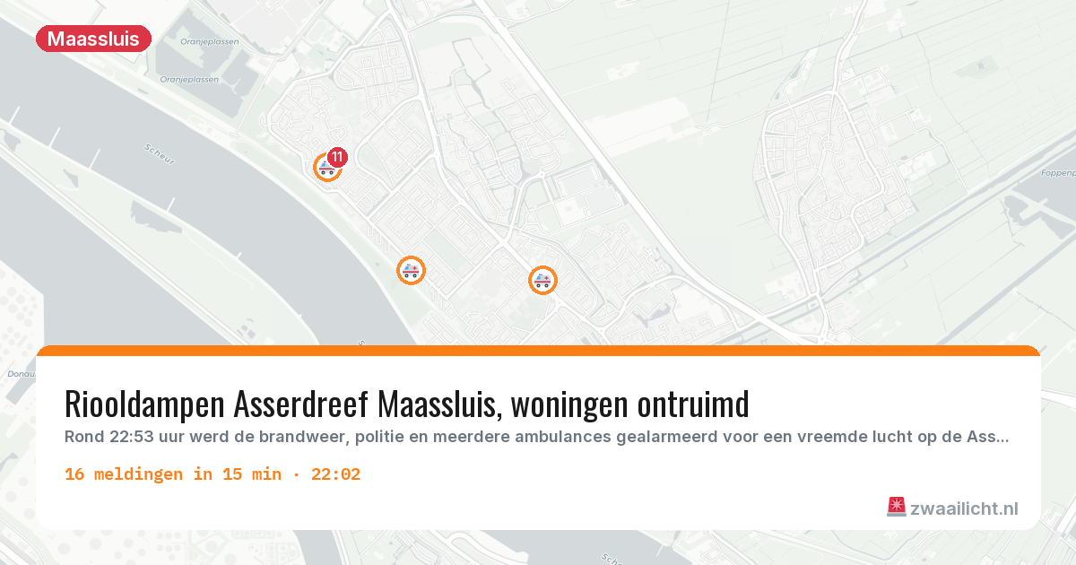 Kaart van de activiteitspiek bij Maassluis