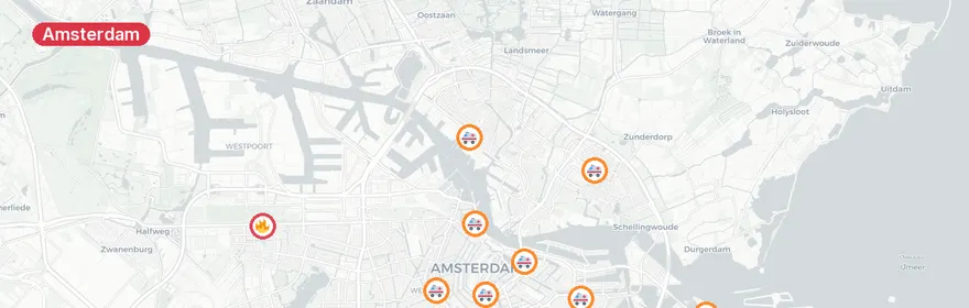 Kaart van Verkeersongeval Meer en Vaart Amsterdam, meerdere inzetten