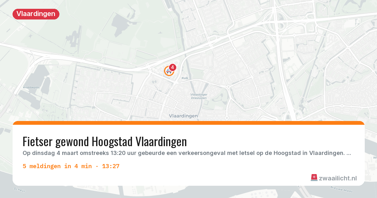 Kaart van de activiteitspiek bij Vlaardingen