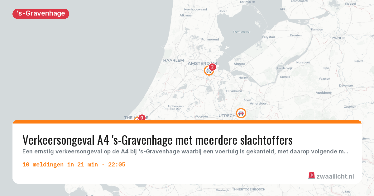 Kaart van de activiteitspiek bij 's-Gravenhage