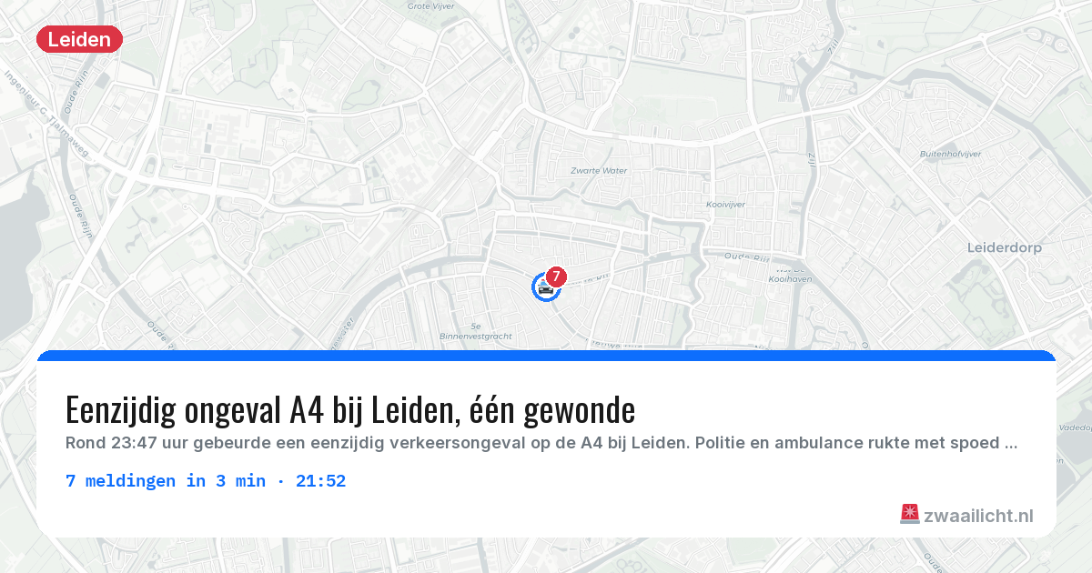 Kaart van de activiteitspiek bij Leiden