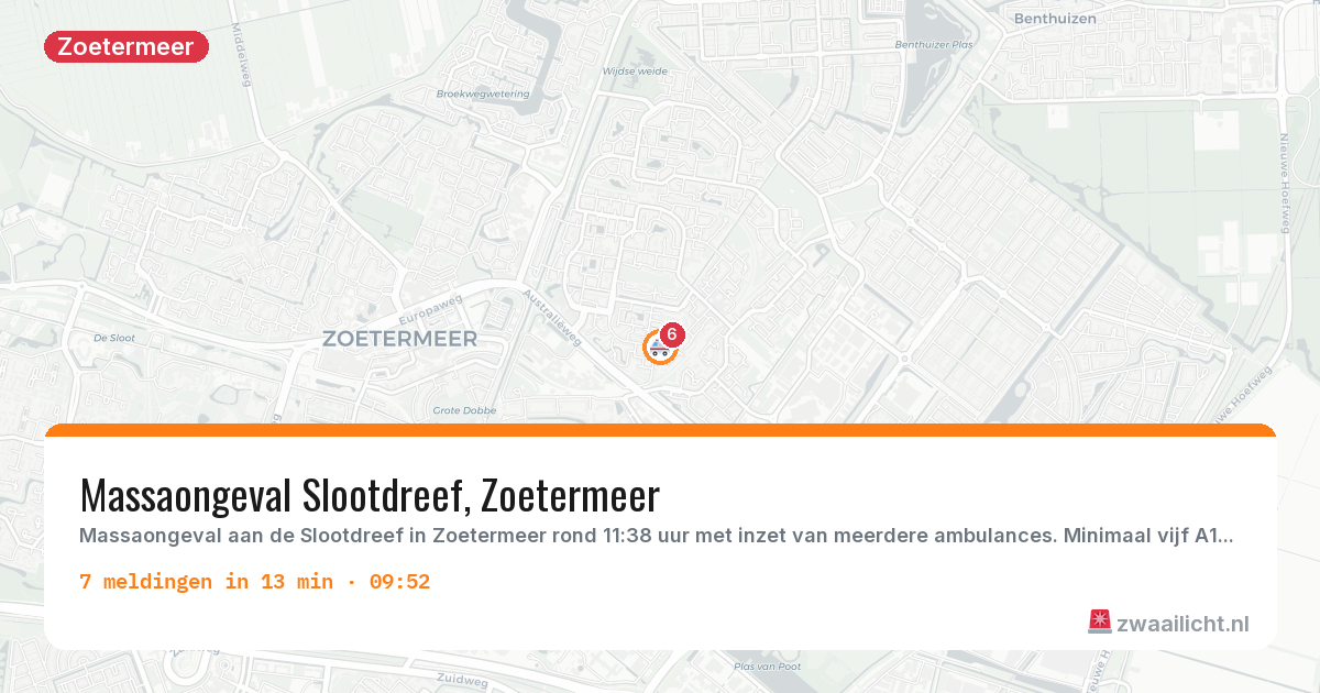 Kaart van de activiteitspiek bij Zoetermeer