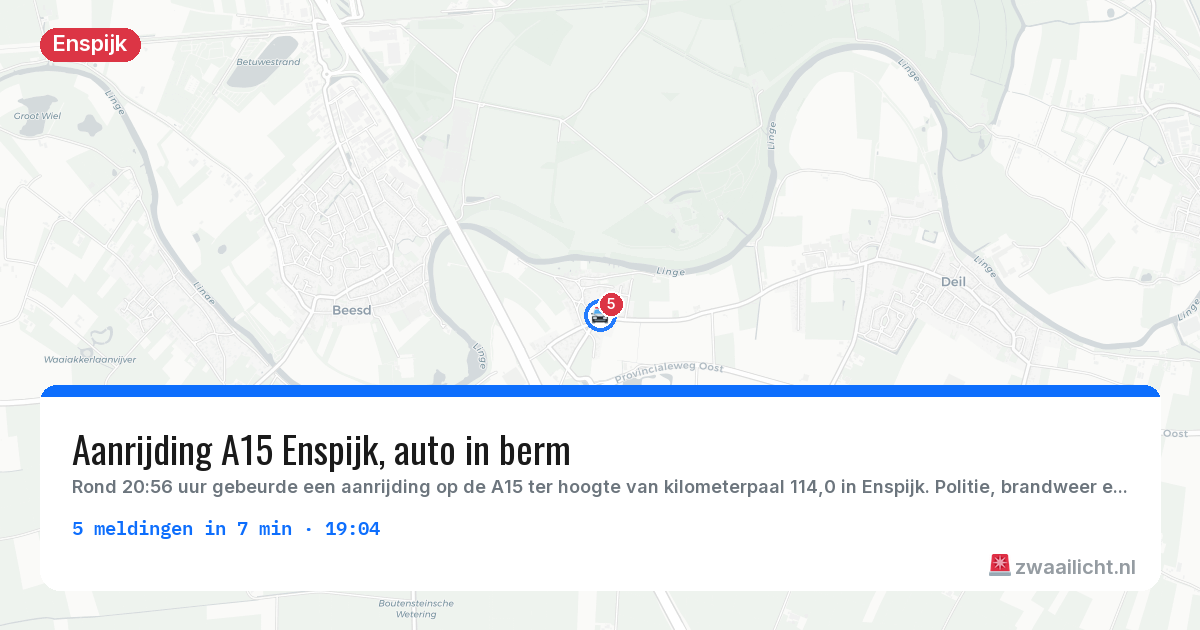 Kaart van de activiteitspiek bij Enspijk