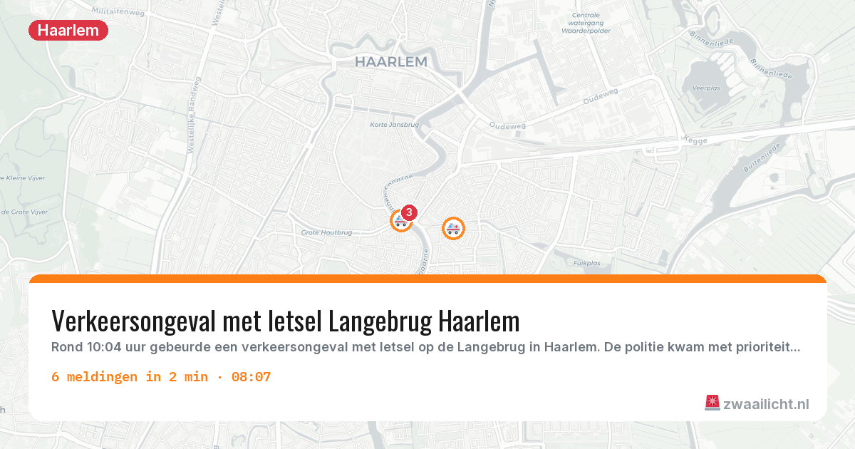 Kaart van de activiteitspiek bij Haarlem