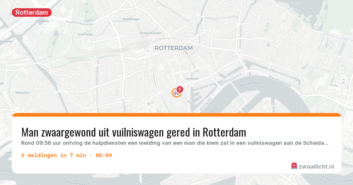 Kaart van de activiteitspiek bij Rotterdam