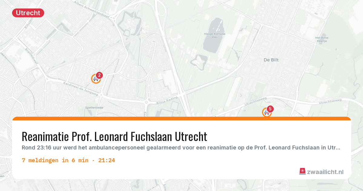 Kaart van de activiteitspiek bij Utrecht