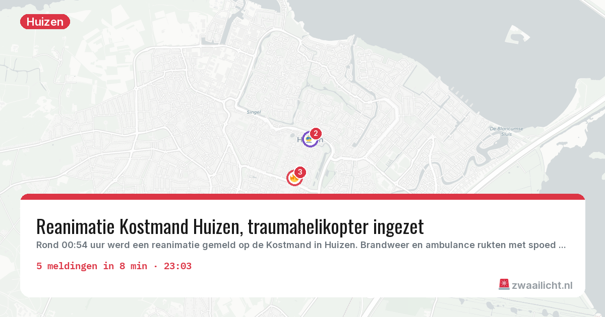 Kaart van de activiteitspiek bij Huizen
