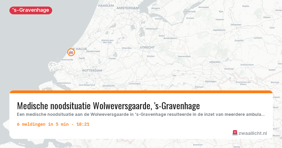Kaart van de activiteitspiek bij 's-Gravenhage