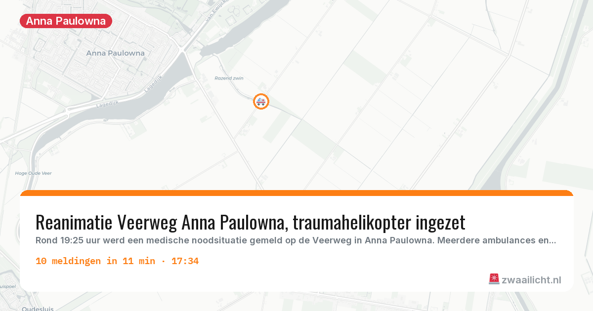 Kaart van de activiteitspiek bij Anna Paulowna