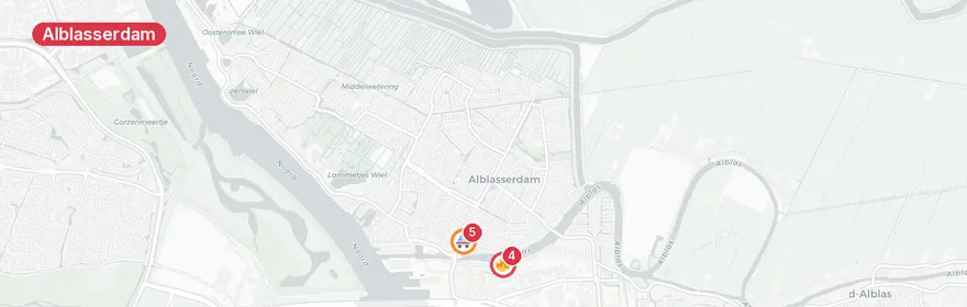 Kaart van Persoon te water Kerkstraat Alblasserdam