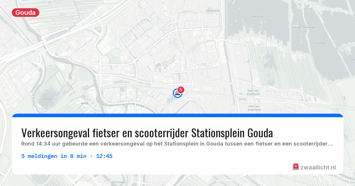 Kaart van de activiteitspiek bij Gouda
