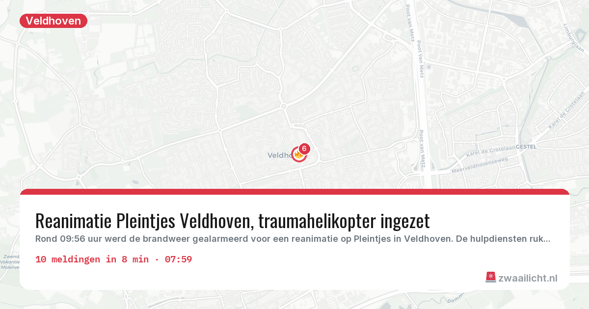 Kaart van de activiteitspiek bij Veldhoven