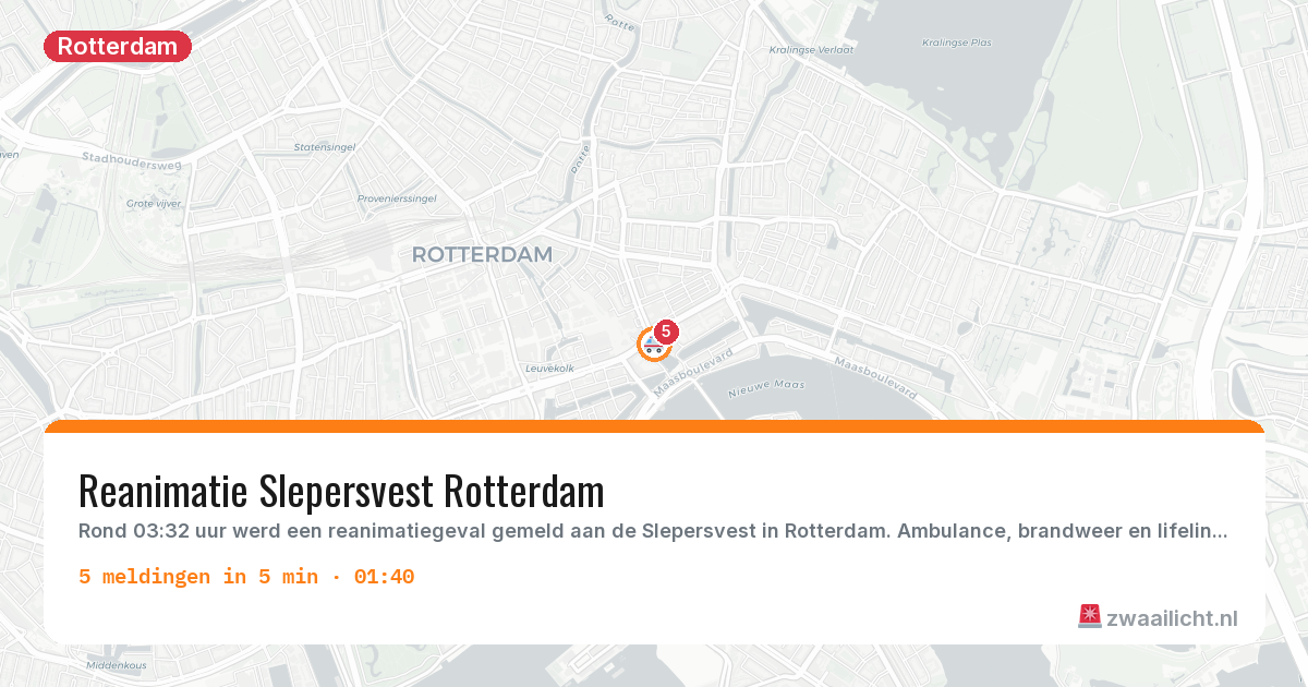 Kaart van de activiteitspiek bij Rotterdam