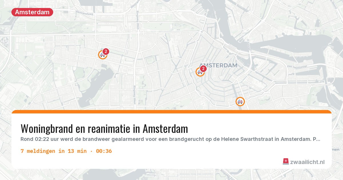 Kaart van de activiteitspiek bij Amsterdam