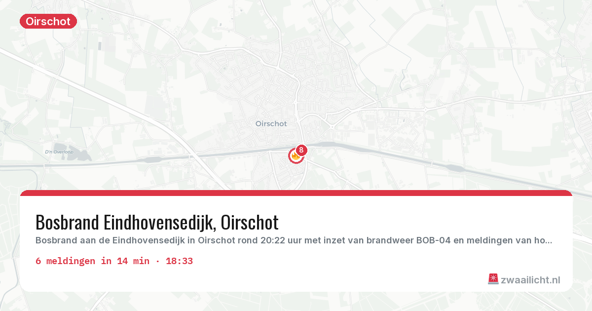 Kaart van de activiteitspiek bij Oirschot