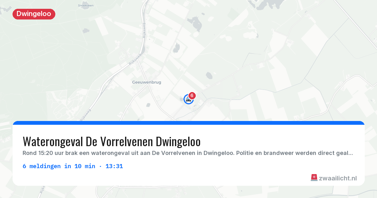 Kaart van de activiteitspiek bij Dwingeloo