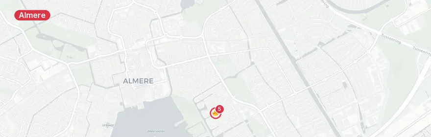 Kaart van Brand bijgebouw Max Takstraat Almere