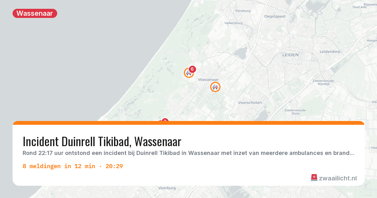 Kaart van de activiteitspiek bij Wassenaar