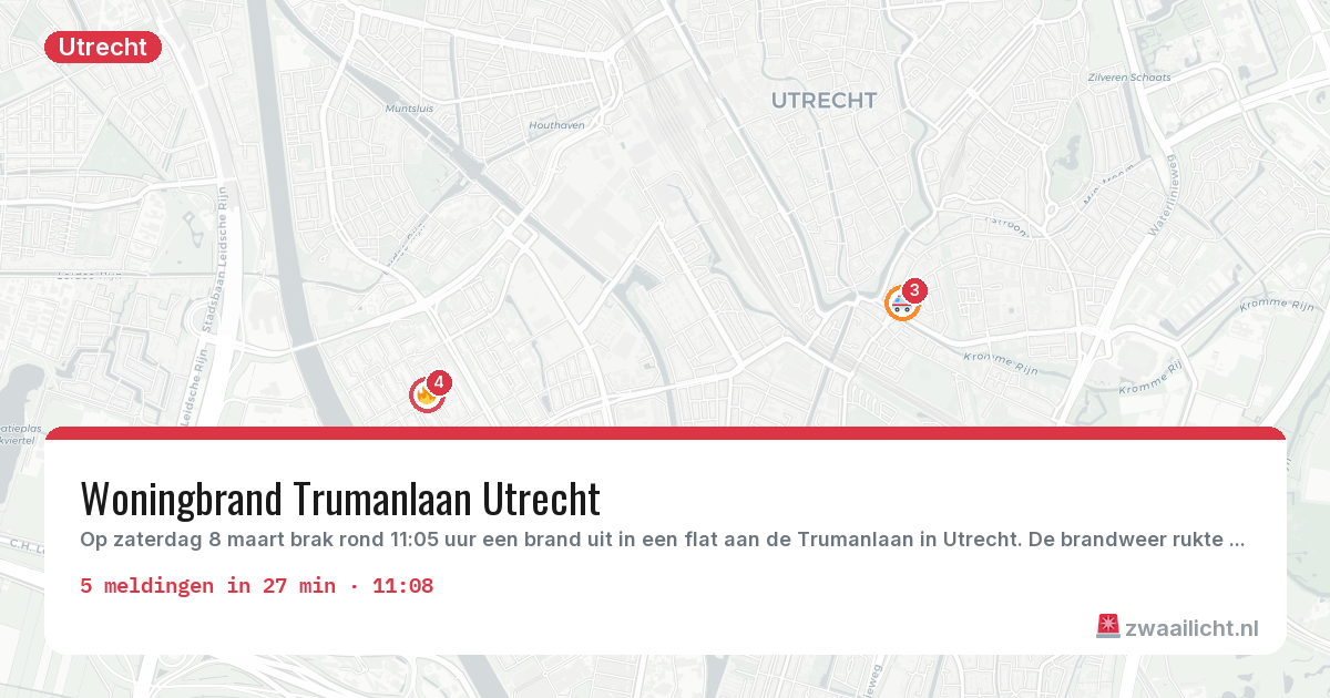Kaart van de activiteitspiek bij Utrecht