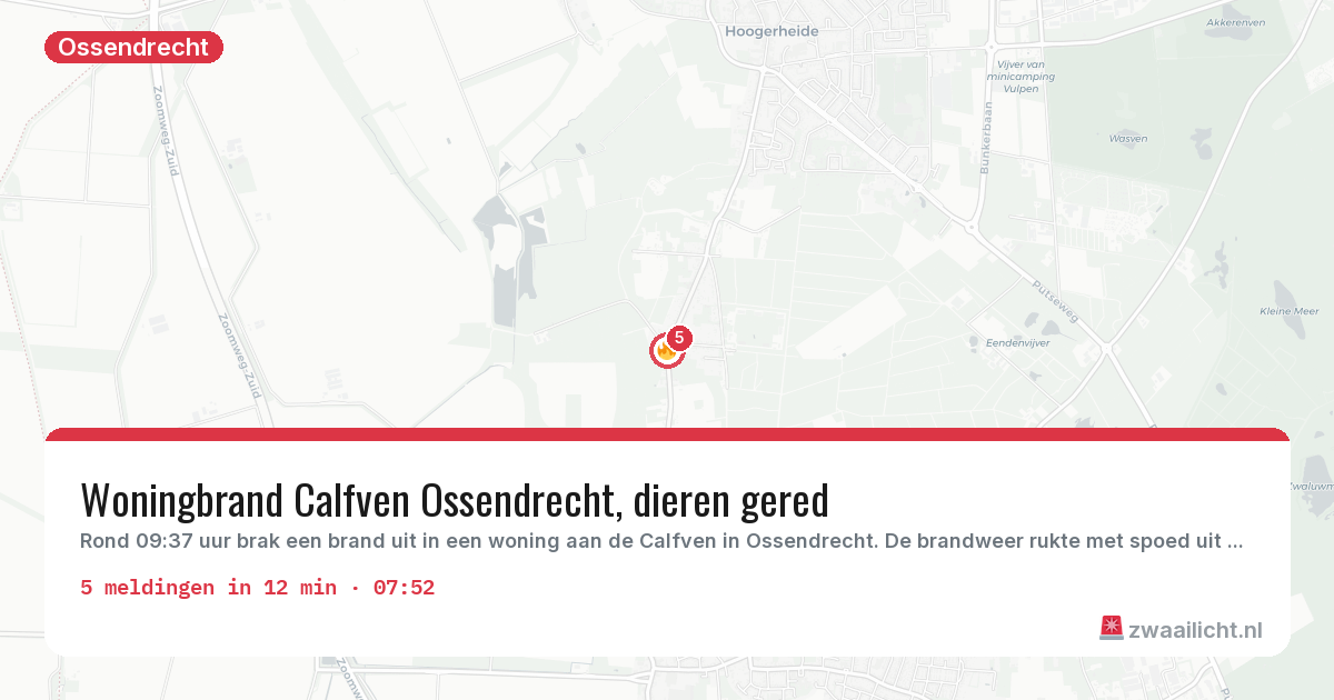 Kaart van de activiteitspiek bij Ossendrecht