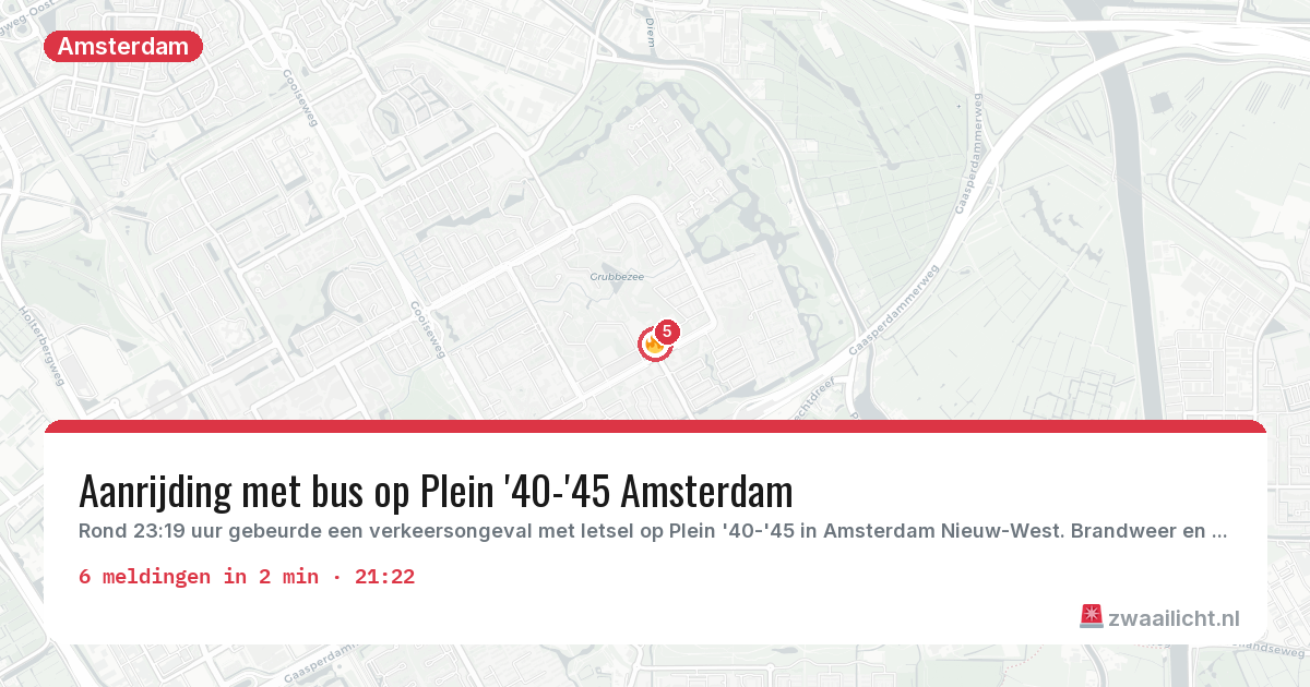 Kaart van de activiteitspiek bij Amsterdam