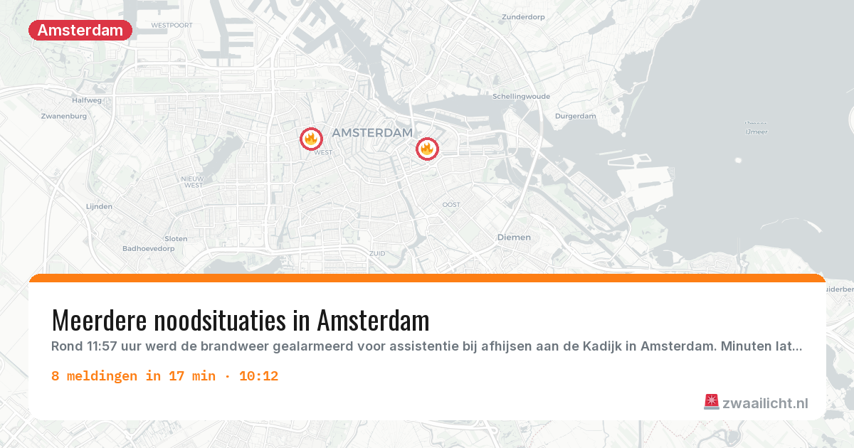 Kaart van de activiteitspiek bij Amsterdam