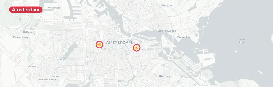 Kaart van Meerdere noodsituaties in Amsterdam