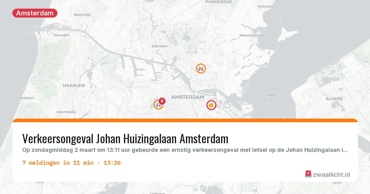 Kaart van de activiteitspiek bij Amsterdam