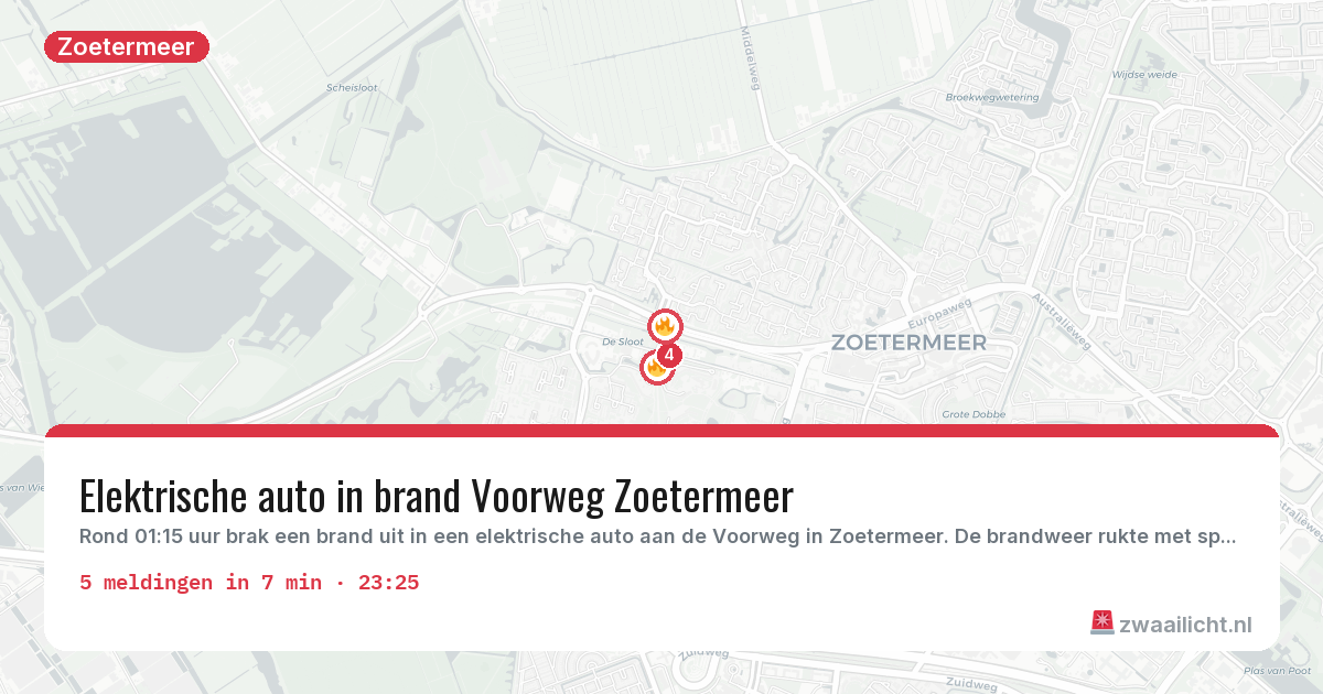 Kaart van de activiteitspiek bij Zoetermeer