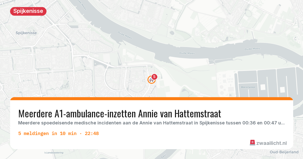 Kaart van de activiteitspiek bij Spijkenisse