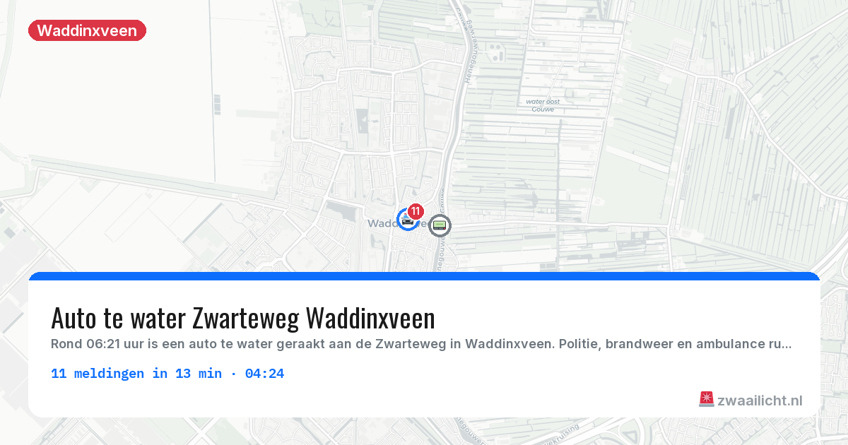 Kaart van de activiteitspiek bij Waddinxveen