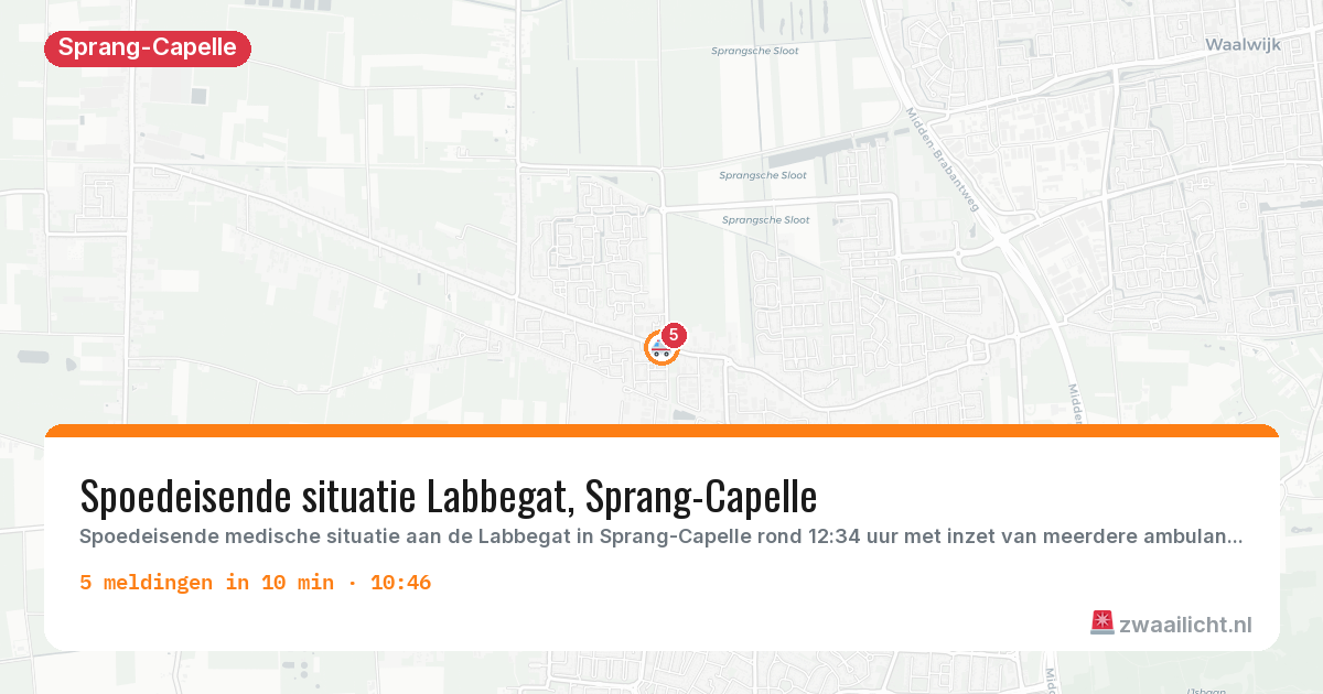 Kaart van de activiteitspiek bij Sprang-Capelle