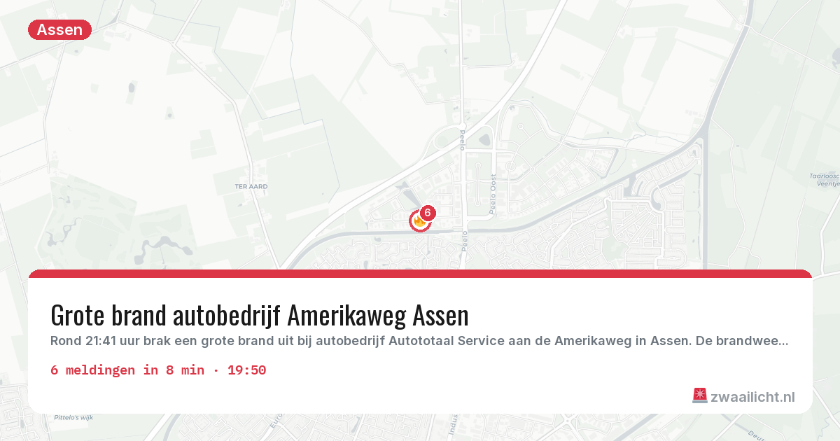 Kaart van de activiteitspiek bij Assen