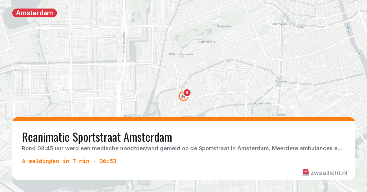 Kaart van de activiteitspiek bij Amsterdam