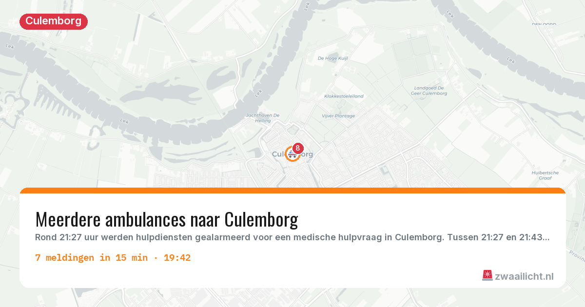 Kaart van de activiteitspiek bij Culemborg