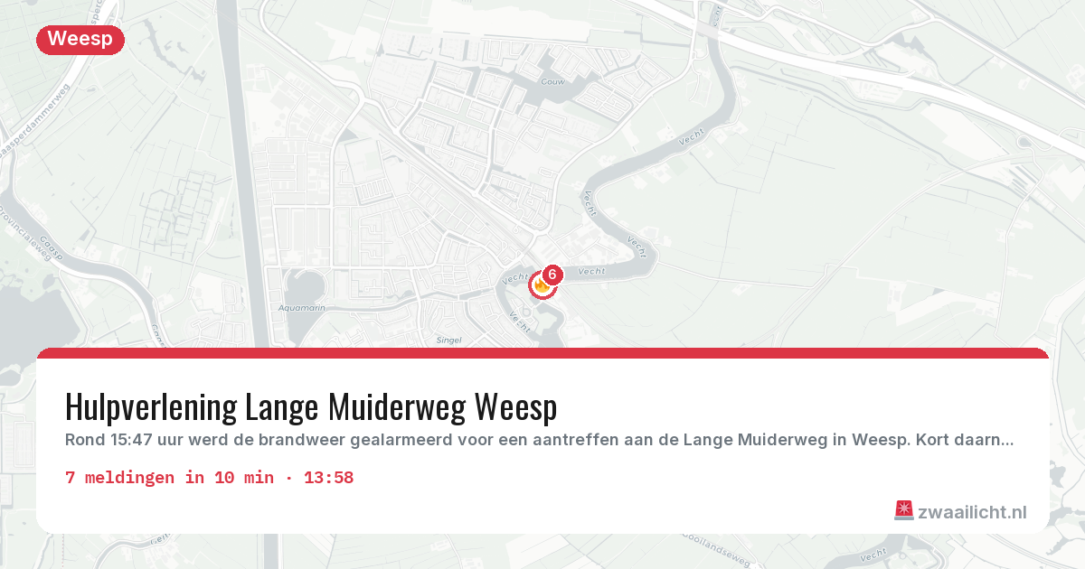 Kaart van de activiteitspiek bij Weesp