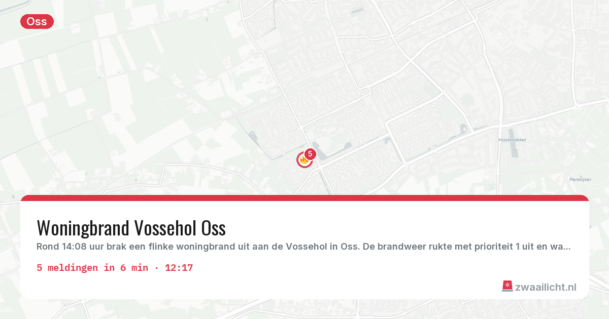 Kaart van de activiteitspiek bij Oss