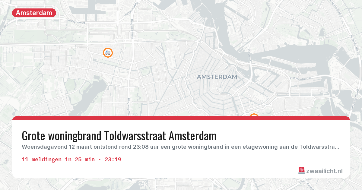 Kaart van de activiteitspiek bij Amsterdam
